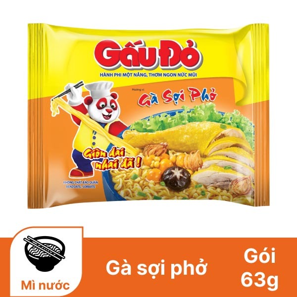10 gói Mì gà sợi phở Gấu Đỏ gói 63g