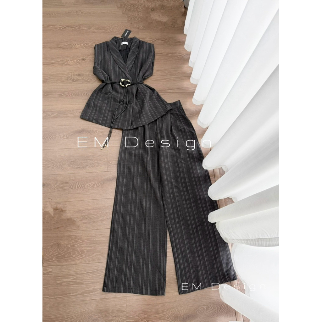 [EM CHIC] Set vest thiết kế dáng xuông cá tính hoạ tiết kẻ hách dáng thời thượng | BigBuy360 - bigbuy360.vn