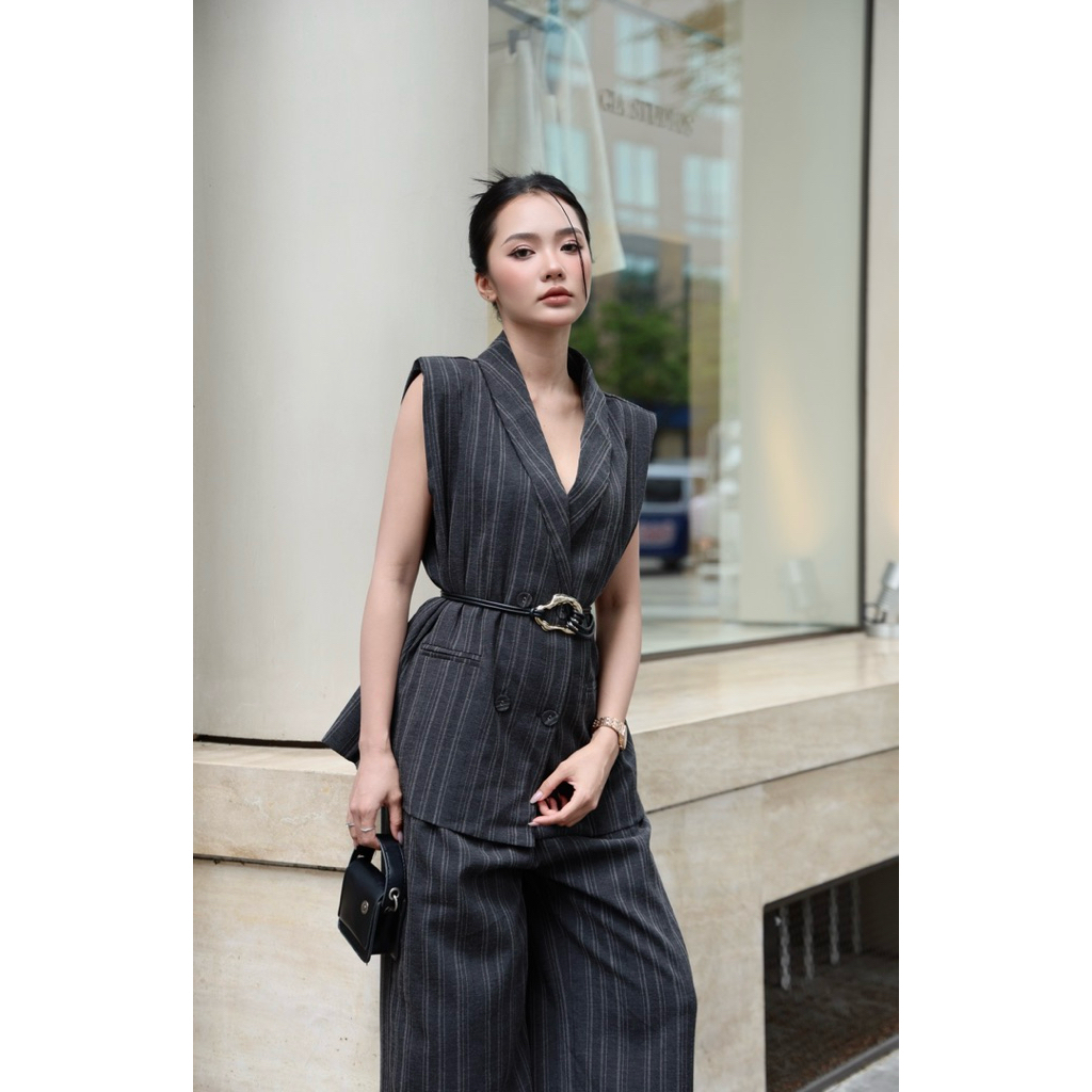 [EM CHIC] Set vest thiết kế dáng xuông cá tính hoạ tiết kẻ hách dáng thời thượng | BigBuy360 - bigbuy360.vn