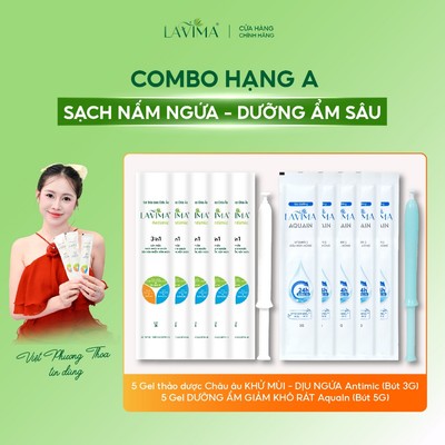 [COMBO HẠNG A, SẠCH NẤM NGỨA DƯỠNG ẨM SÂU] Gel giảm viêm nấm ngứa & Gel Dưỡng ẩm đa năng LAVIMA