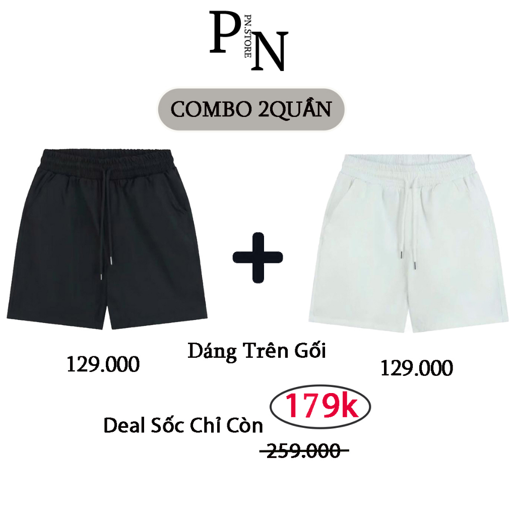 (Combo 2 Quần Short) Kaki Dù PN Store1993 dáng Trên Gối Bản Nâng Cấp đường May Menswear Nam Kem Nhung QS03 | BigBuy360 - bigbuy360.vn