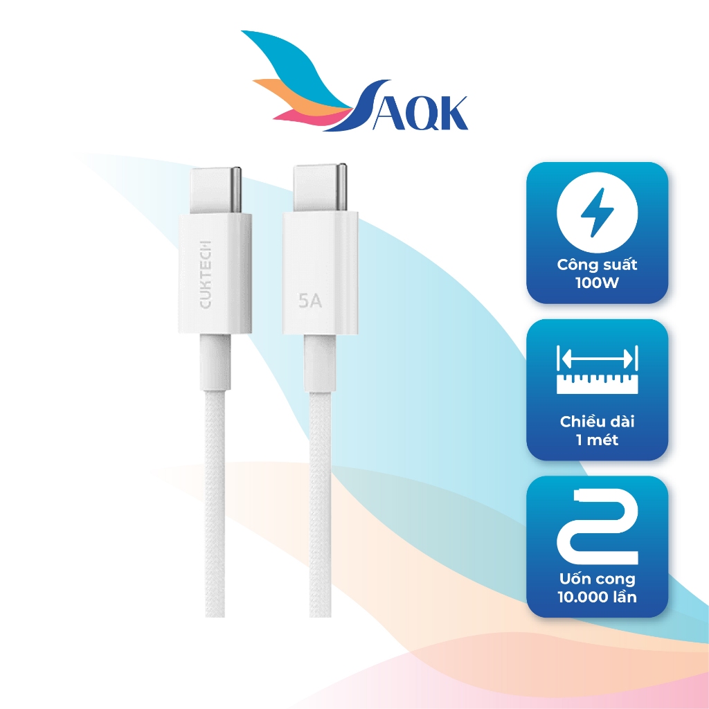 Cáp USB Type-C to Type-C Cuktech 1m 100W KLC-5499 - Hàng chính hãng