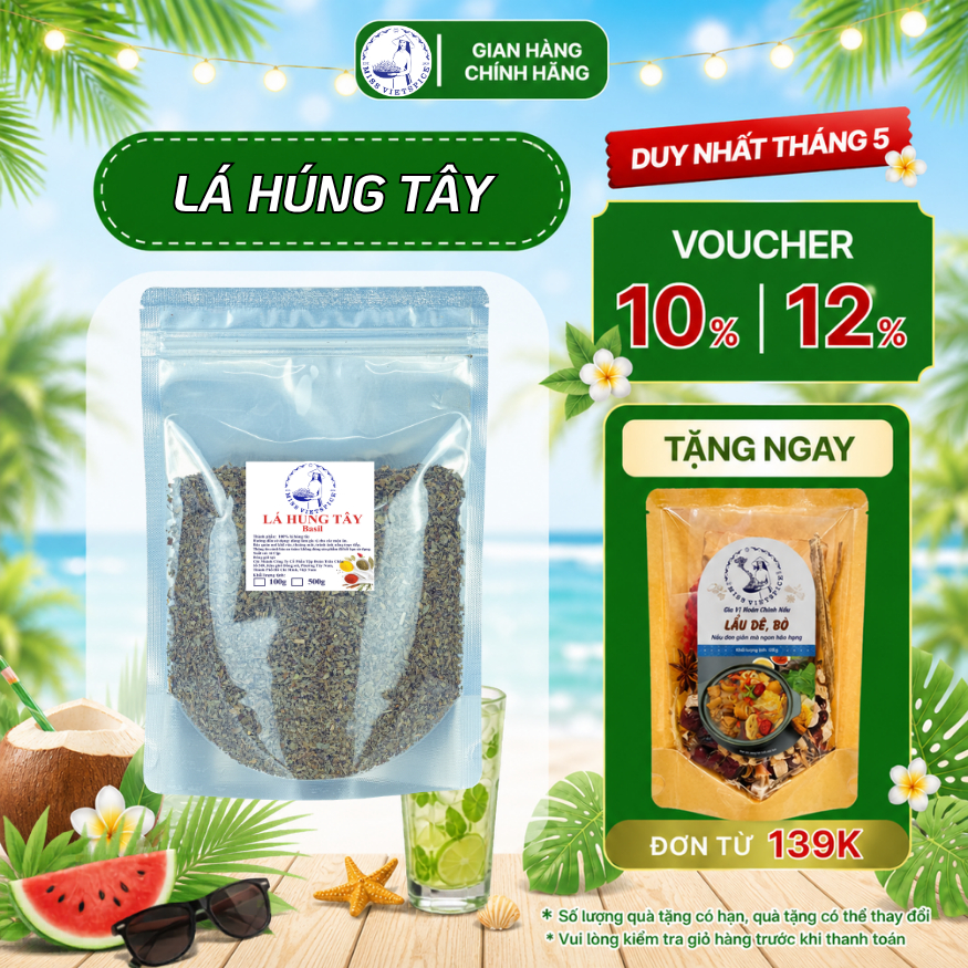Lá húng tây (húng quế) basil khô Miss Vietspice