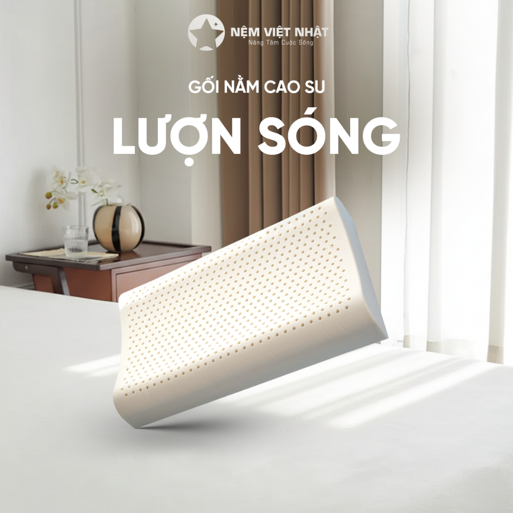 Gối Nằm Cao Su Việt Nhật Thiết Kế Lượn Sóng, Êm Ái, Thoáng Mát - Kích Thước 40cm x 60cm | BigBuy360 - bigbuy360.vn