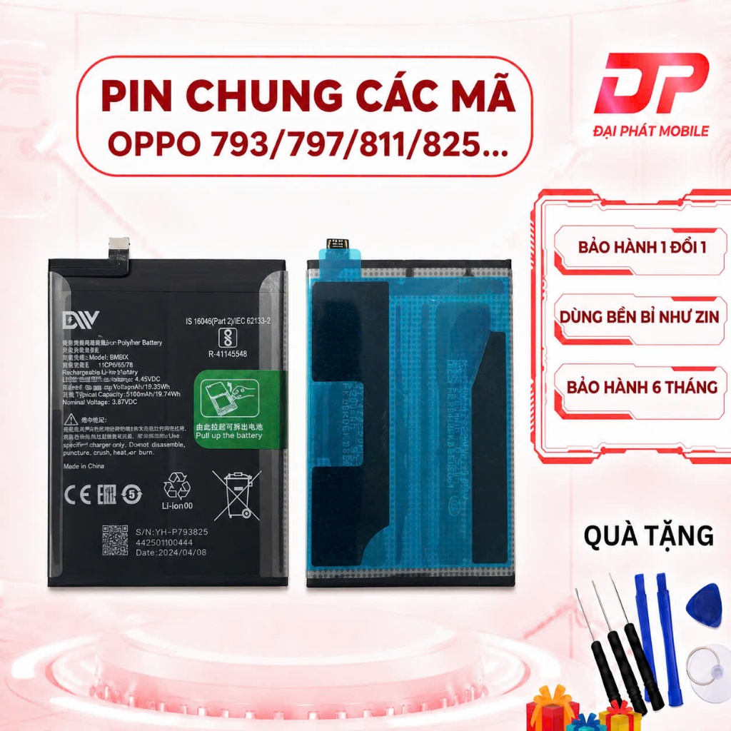 Pin Oppo / Realme  (BLP793, BLP797, BLP731, BLP781, BLP791… BLP885) – Tặng Bộ Dụng Cụ Tự Thay Tại Nh