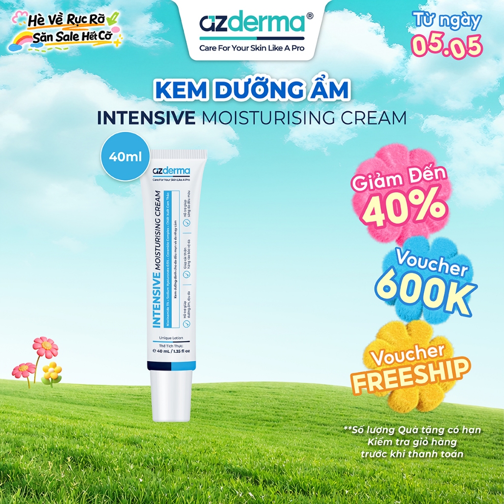 Kem dưỡng ẩm cải thiện hàng rào da Intensive Moisturising Cream Azderma 40ml