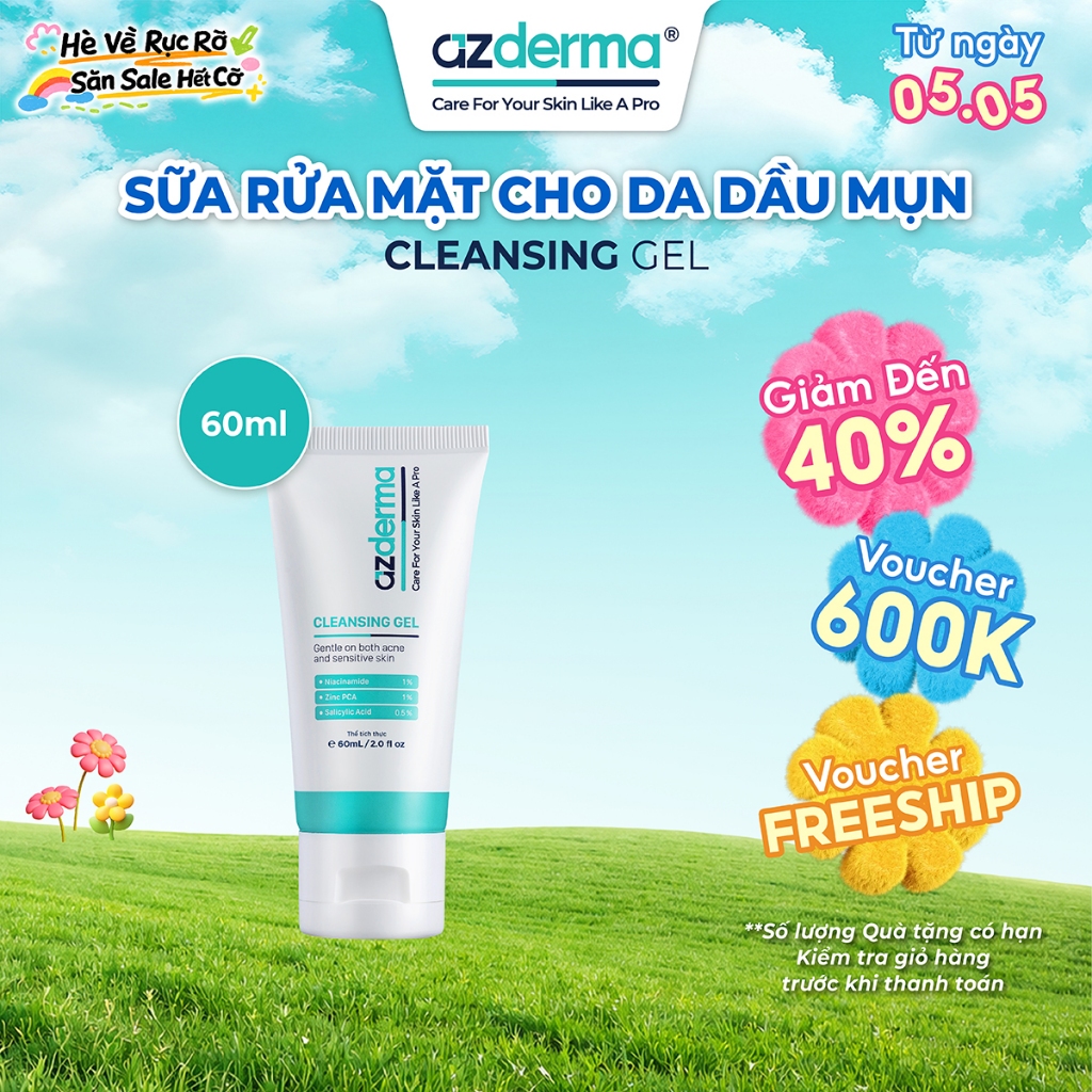 Sữa rửa mặt hỗ trợ làm sạch da, giúp da mềm mượt và hỗ trợ giúp giảm mụn quay trở lại,Cleansing Gel 