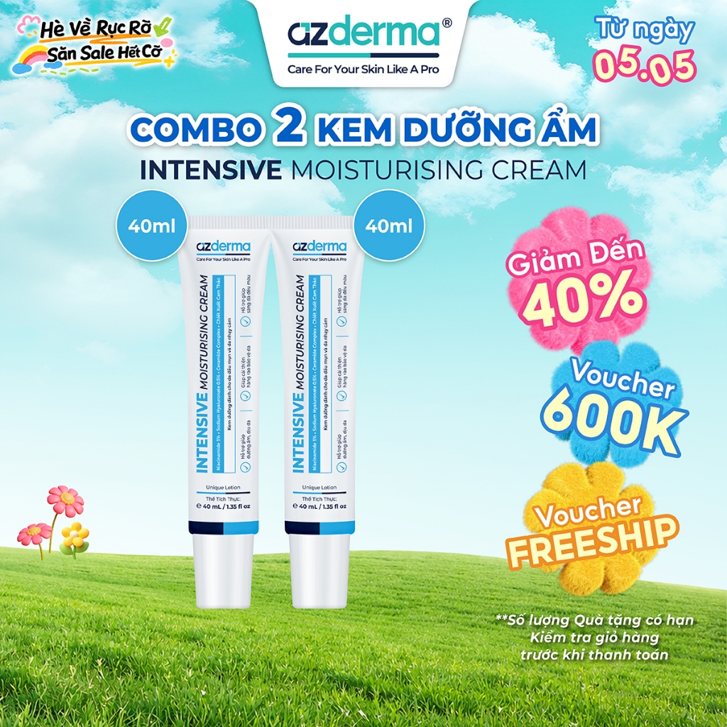 Combo 2 Kem dưỡng ẩm cải thiện hàng rào da Intensive Moisturising Cream Azderma 40ml