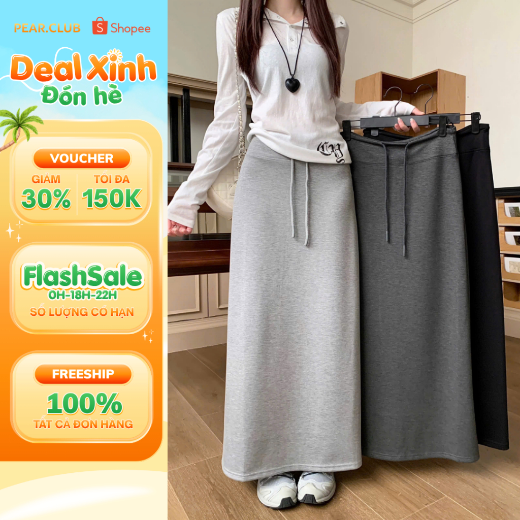 Chân váy chữ A dáng dài LILY, Chân váy nữ suông dài chất nỉ, mùa thu đông mặc đi chơi V125