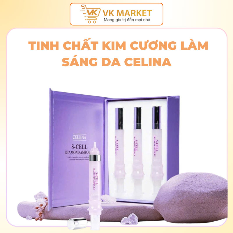 Tinh Chất Kim Cương Làm Sáng Da Celina S-CELL Diamond Ampoule Ashe7 Nâng Cơ, Giảm Chảy Xệ, Tăng Đàn 