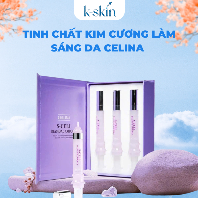 Tinh Chất Kim Cương Làm Sáng Da Celina S-CELL Diamond Ampoule Ashe7 Nâng Cơ, Giảm Chảy Xệ, Tăng Đàn 