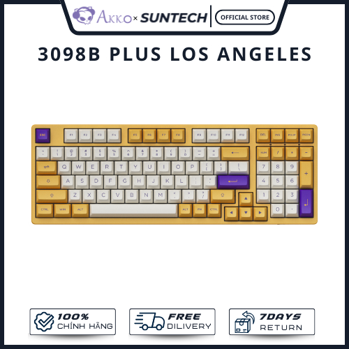 Bàn Phím Cơ AKKO 3098B Plus Los Angeles - 3 Chế Độ Kết Nối, Layout 98 Phím, LED RGB, Keycap PBT Doub