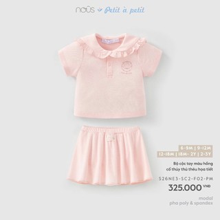 (6M-2Y) NOUS - Bộ cộc tay màu hồng cổ thủy thủ thêu họa tiết - SS26.T5A