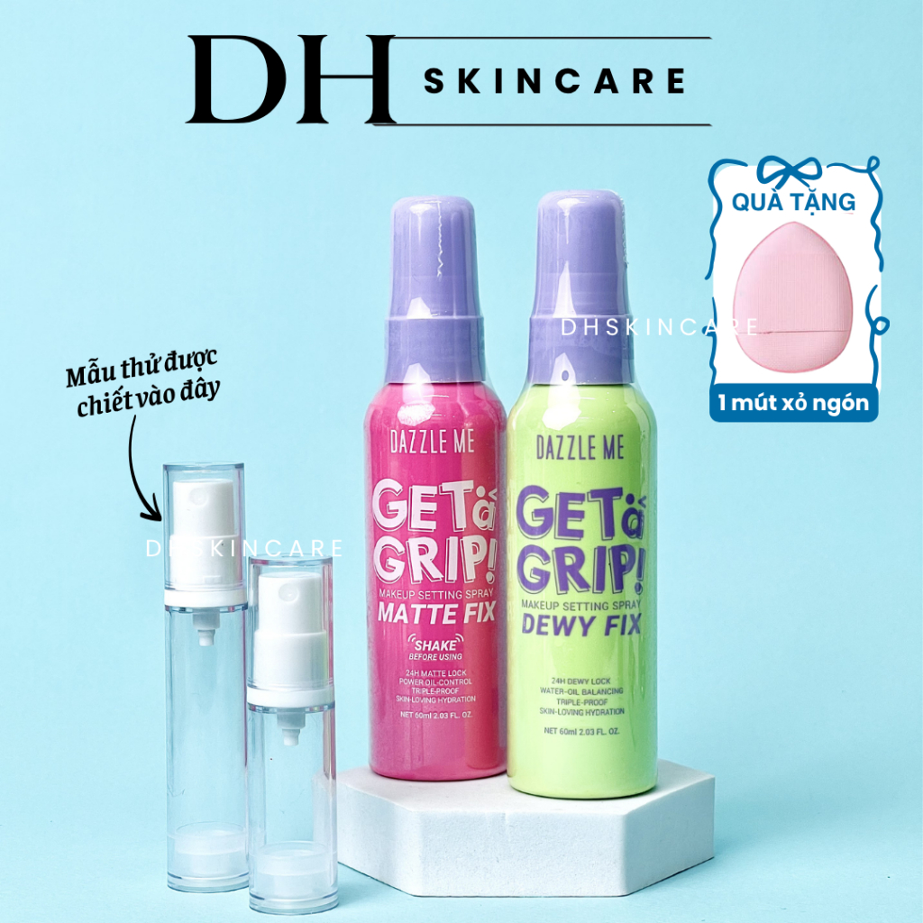 Xịt Khóa Makeup Nền DAZZLE ME Hồng - Xanh  Setting Spray Dewy Fix Cố Định Trang Điểm Lâu Trôi Cấp Ẩm