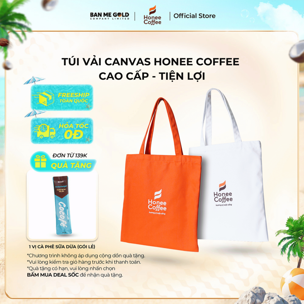 Túi Vải Canvas Honee Coffee  Cao Cấp - Đa Năng - Tiện Lợi - Siêu Dày Dặn Chính Hãng Ban Me Gold