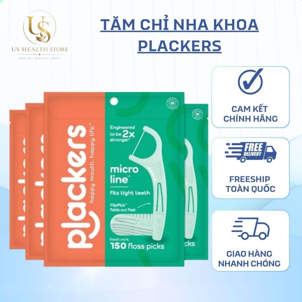 Tăm chỉ nha khoa Plackers Micro Mint – gói 150 cây