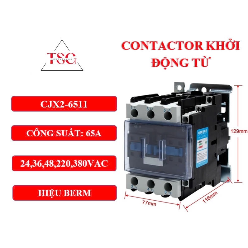 Khởi Động Từ - Contactor 65A - CJX2-6511 BERM ( HÀNG MỚI 100% )