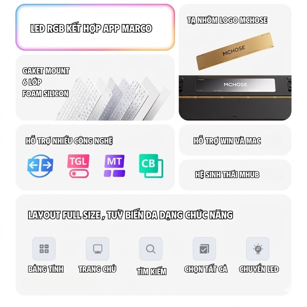 Bàn phím cơ không dây full size Mchose K99 V3 - 3 Mode - Pin 10000 - Mạch Xuôi 5 pin - LED RGB - Tạ nhôm | BigBuy360 - bigbuy360.vn