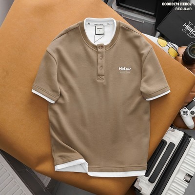 [FORM RỘNG] Áo thun nam HEBOZ layer club 4M cổ tròn henley chất pique dày dặn- 00003174