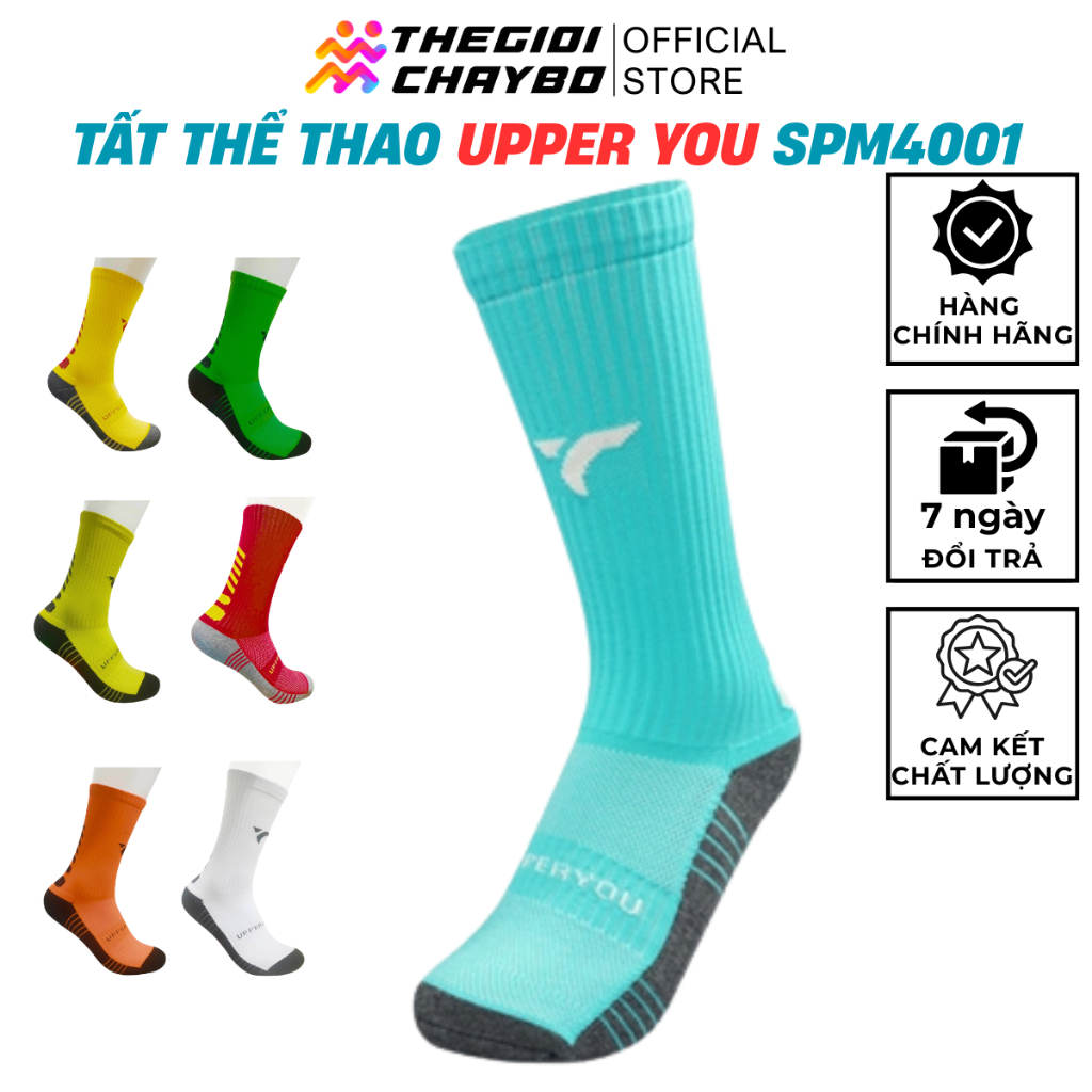 Tất Thể Thao Unisex Upper You Cổ Cao SPM4001 Thoáng Khí Dịu Êm, Công Nghệ Chống Trượt