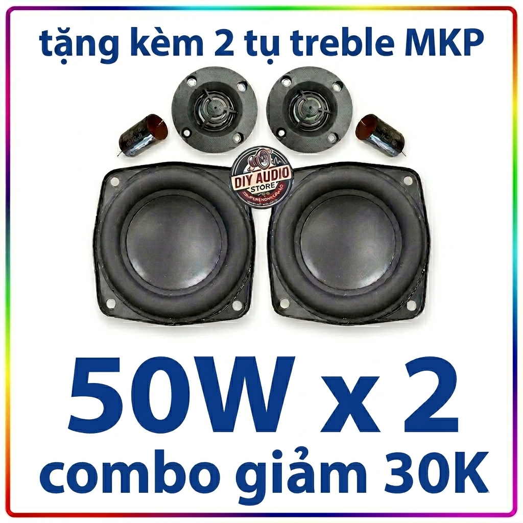 Combo Làm Loa Bluetooth 50W x2  2.0, Mid Bass LG Z 3 inch 30W + Treble Titan 20W, tặng kèm 2 tụ treb