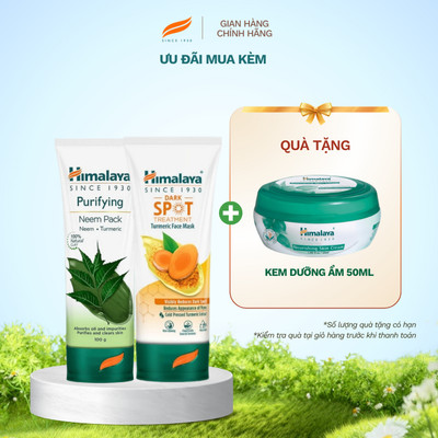 Combo mặt nạ neem và nghệ làm sạch da mờ thâm Himalaya Neem Face Pack 100ml và Turmeric Mask 100ml