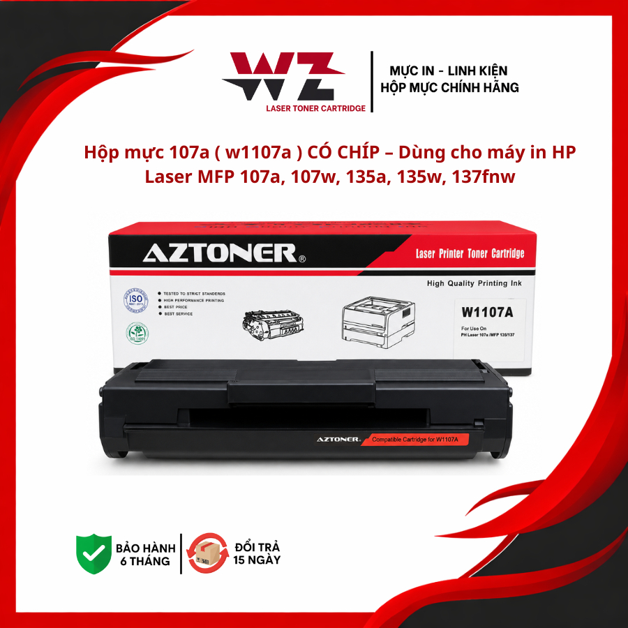 Hộp mực 107a ( w1107a ) CÓ CHÍP – Dùng cho máy in HP Laser MFP 107a, 107w, 135a, 135w, 137fnw