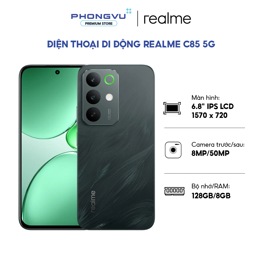 Điện thoại di động Realme C85 5G (8GB/128GB) - Chip Dimensity 6300 - Pin 7000mAh - Bảo hành 12 tháng | BigBuy360 - bigbuy360.vn