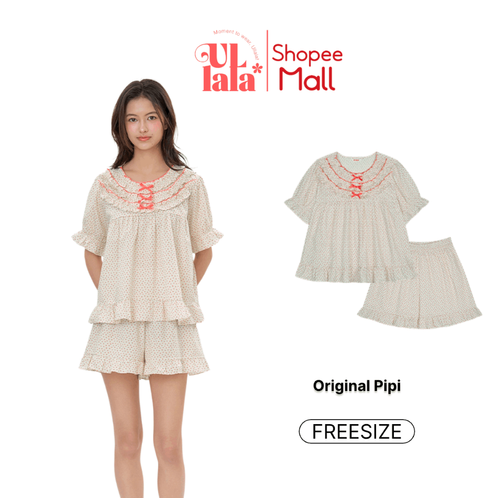 Ullala Pajamas Pipi Bộ ngủ mặc nhà nữ ngắn tay Freesize