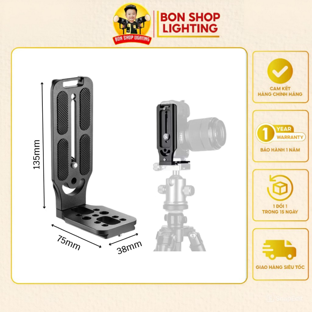 Đế xoay dọc máy ảnh chữ L (Quick L plate bracket) L-Plate lật máy đa năng quay và chụp dọc máy ảnh
