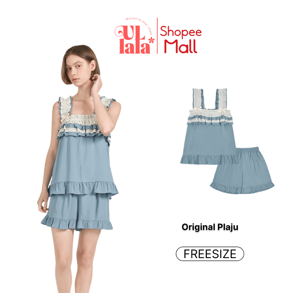 Ullala Pajamas Plaju Bộ ngủ mặc nhà nữ ngắn tay Freesize