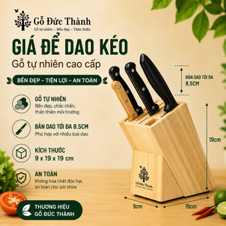 Giá để dao kéo gỗ đức thành 23391, kệ để dao bằng gỗ sang trong cho gian bếp, hộp để dao kích thước 24x9x19 cm