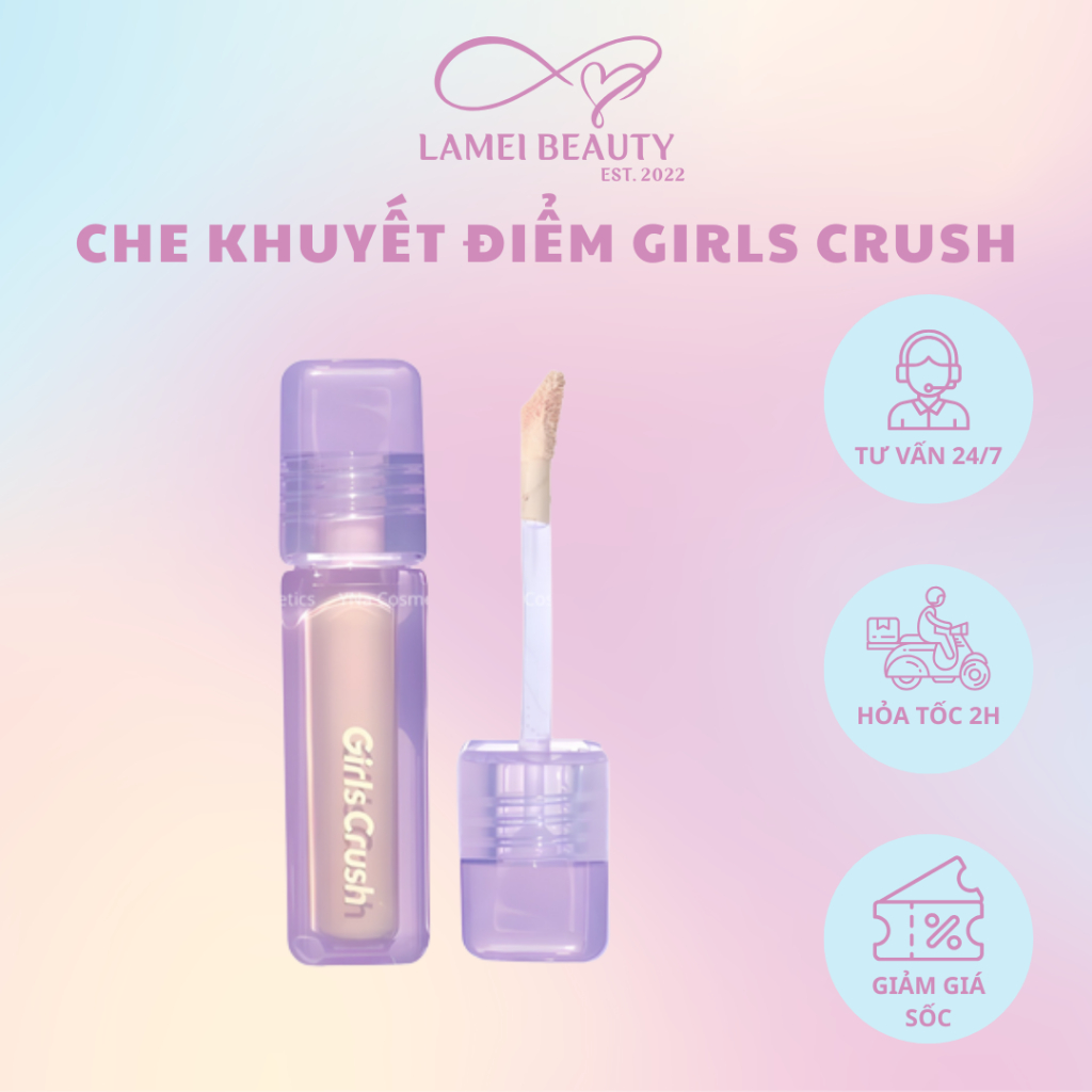 [GIRLS CRUSH] Kem Làm Sáng Che Khuyết Điểm Girls Crush Matte Velvet Concealer Mỏng Mịn 8g - Lamei Be