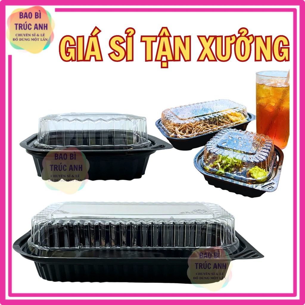 [ THÙNG 500 CÁI ] Hộp Nhựa Đế Đen HT12 , HT17 cao cấp dùng 1 lần có nắp