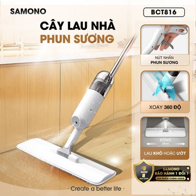 Cây lau nhà phun sương Samono - Bonbox chổi lau nhà thông minh xoay 360 độ không phải khom lưng mẫu cao cấp
