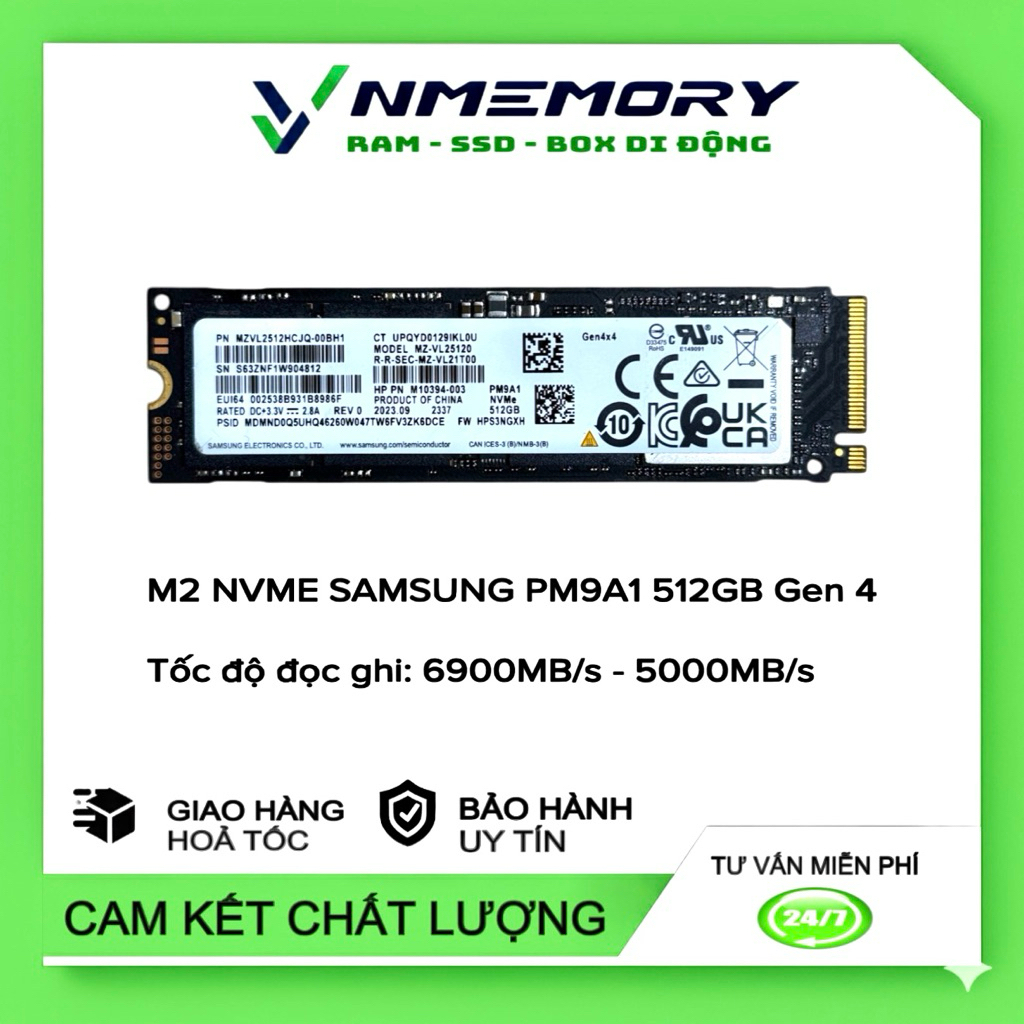SSD SAMSUNG PM9A1 512GB M2 2280 PCl-e NVME Gen 4 x 4  sức khỏe 9x%(crystal disk)