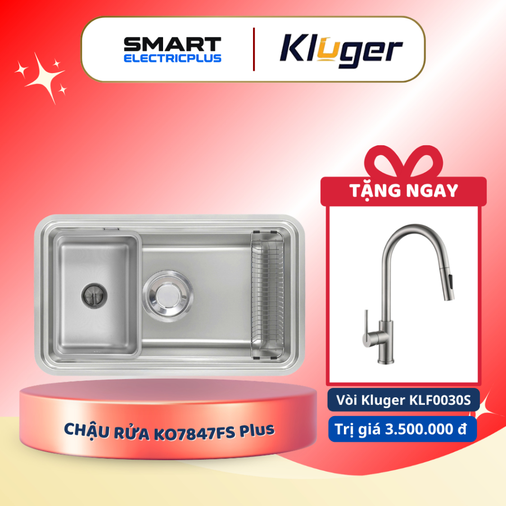 [TẶNG VÒI] Chậu rửa bát Kluger KO7847FS Plus - 1 Hố LINEN Chống Xước Chống Bám Dầu