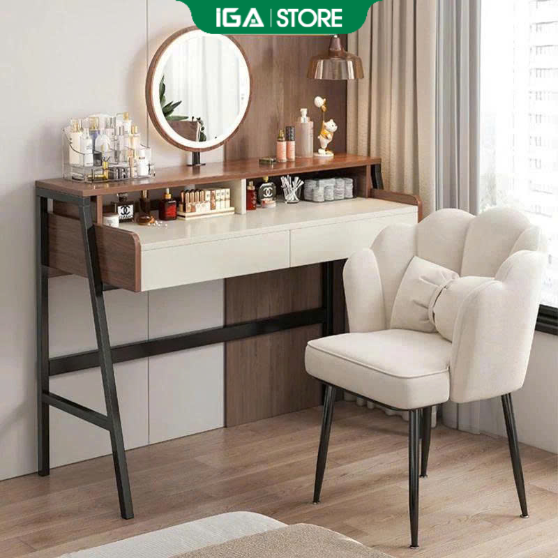 Bàn làm việc phong cách gaming, bàn trang điểm khung sắt decor văn phòng thương hiệu IGA- GM80/ GM17