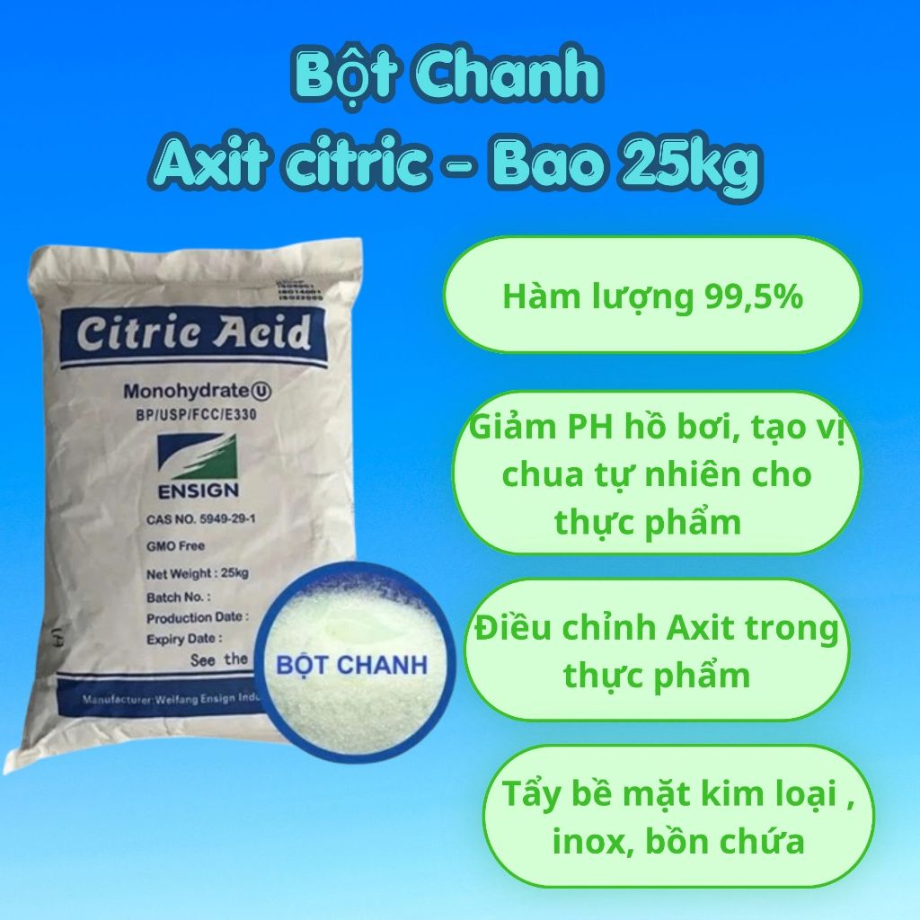 Bột chua Axit Citric, Bột Chanh Tẩy Rửa, Bột Chanh Tạo Độ Chua Cho Thực Phẩm E330