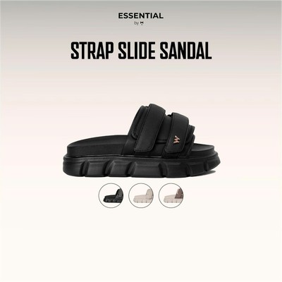 THEWOLF GLOBAL Height-Increasing Unisex Sandals - ESSENTIAL STRAP SLIDE - Black Grey Brown Beige