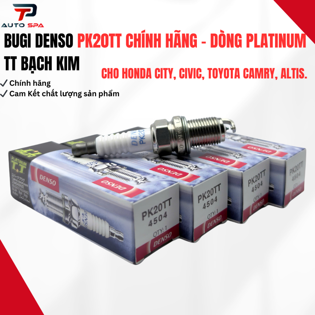 Bugi Denso PK20TT Chính Hãng - Dòng Platinum TT Cho Honda City, Civic, Toyota Camry, Altis, Cerato..