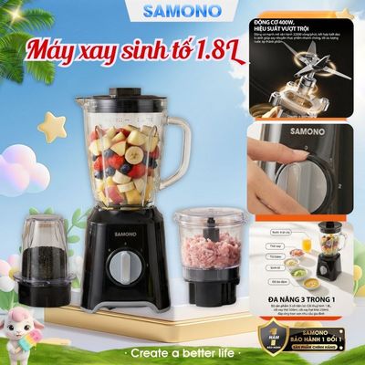 (MỚI) Máy xay sinh tố 3 cối Samono SW-BL350C Pro Công suất 400W dung tích 1.5L & 500ml & 250ml