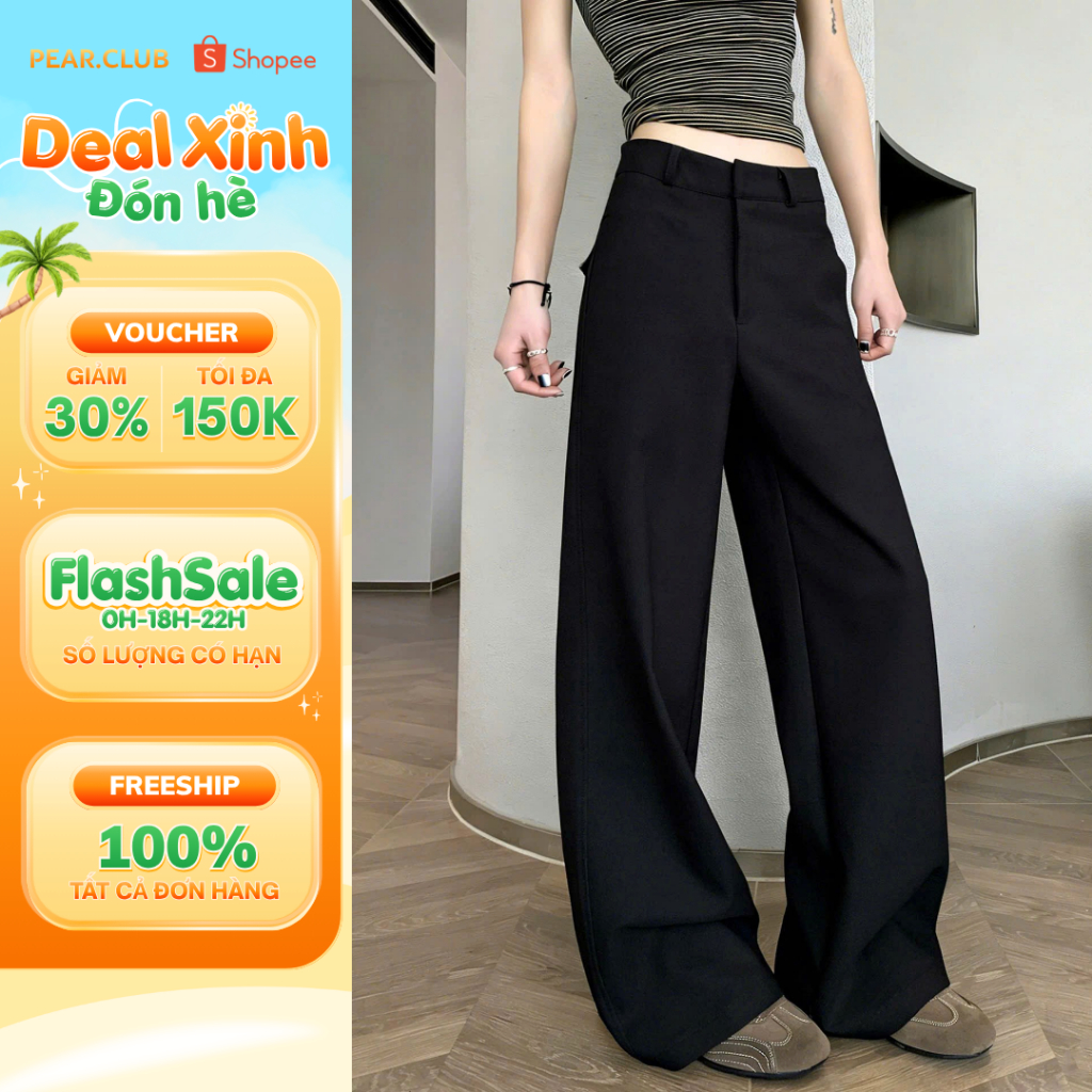 Quần vải ống rộng ROSA PANT, quần tây ống rộng dáng suông, cạp cao, DÀI 105cm, tôn dáng, đi học, đi làm công sở Q11