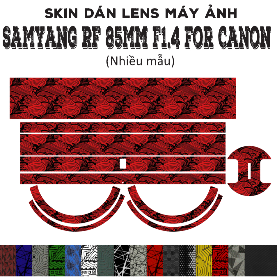 Skin dán Lens Samyang RF 85mm F1.4 for Canon (Nhiều mẫu) | Decal Film 3M dán bảo vệ ống kính máy ảnh
