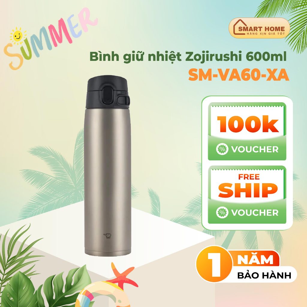 Bình Giữ Nhiệt Zojirushi SM-VA60-XA 600ml, sản xuất Thái Lan, bảo hành 1 năm