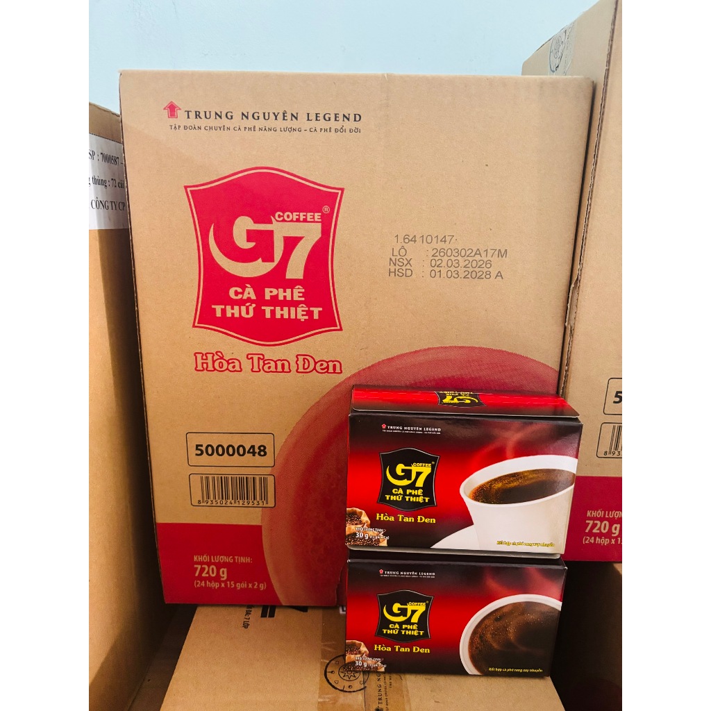 (THÙNG 24 HỘP) Cà phê G7 hòa tan đen - Hộp 15 gói 2gr