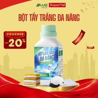 Bột tẩy trắng quần áo sinh học AMB, đánh bay vết bẩn, ố vàng, tẩy sạch vết dầu mỡ, không phai màu vải, hộp 400gr