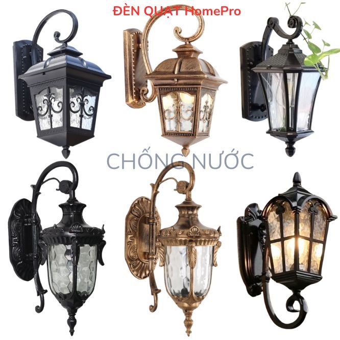 Đèn treo tường gắn ngoài trời HomePro CHỐNG NƯỚC decor nội ngoại thất khung đèn bằng hợp kim sơn tĩn