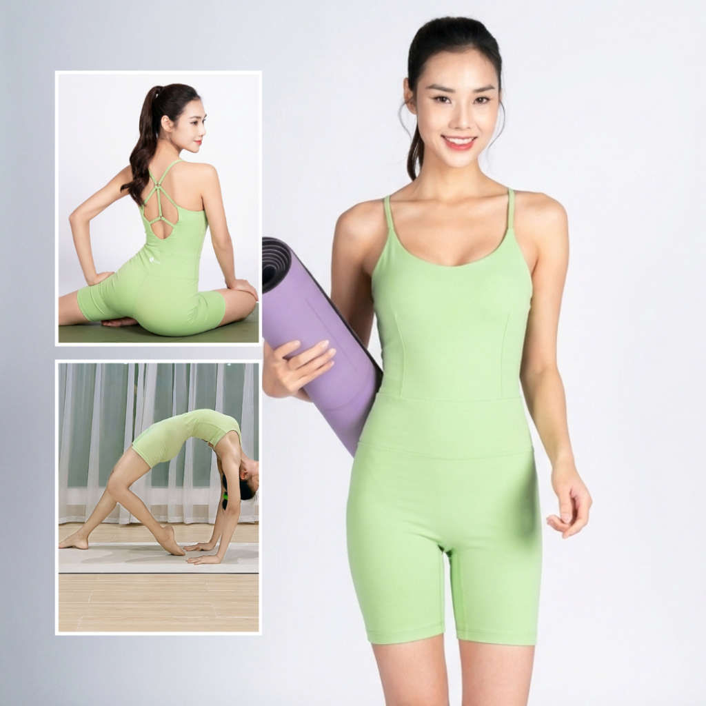 Bộ Liền Thân Tập Gym Yoga Nữ Livan LV25N01F401, Bộ Jumpsuit Kèm Đệm Ngực Tháo Rời