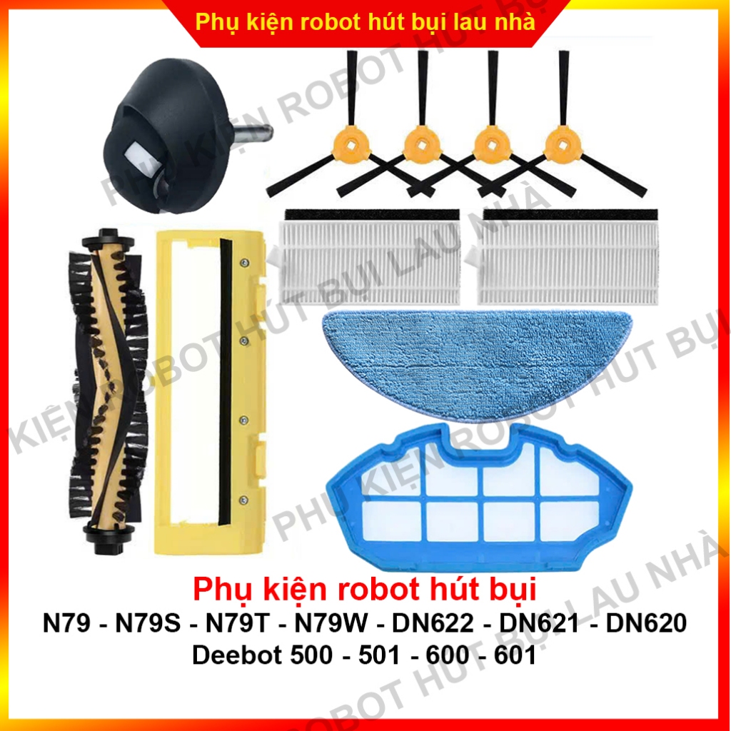Chổi cạnh, lọc bụi, khăn lau, chổi chính, bánh xe, chổi robot hút bụi N79 - N79S - N79T - N79W - DN622 - DN621 - DN620